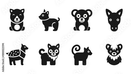 Collection of Cartoon Animal Silhouettes.