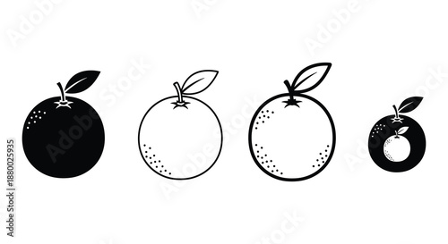 A minimalistic representation showcases four citrus fruits in varying styles from fully shaded to outlined a striking silhouette high quality professional