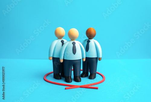 Foto A group of office workers is circled in red