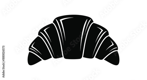 A detailed depiction of a classic french pastry a golden brown croissant presented as a striking black silhouette high quality professional modern