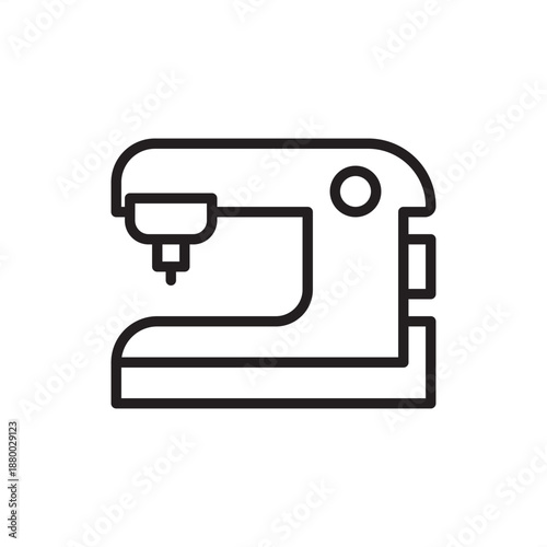 Sewing station icon symbolizing garment manufacturing and textile assembly, representing stitching machinery, apparel production units, nautical canvas repair, and professional tailoring equipment.