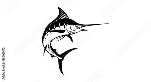 a black and white fish jumping out of the water in a distinctive silhouette high quality professional detailed modern elegant stylish