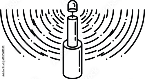 Telecommunication tower emitting 5G signal waves vector illustration