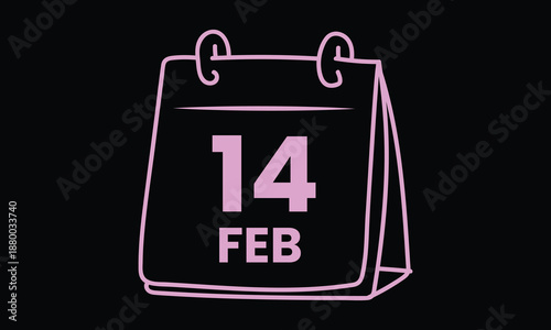 Romantic Doodle Featuring 14 February Love Date