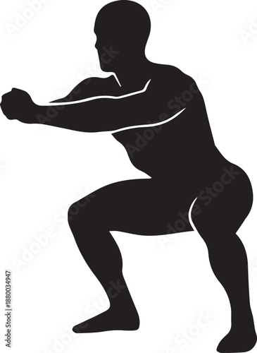 Squat pose icon silhouette.