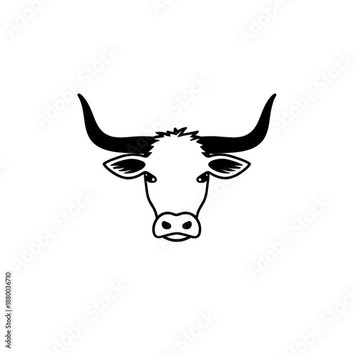 cattle. cattle simple black and white line art vector logo