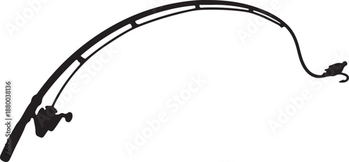 Black silhouette of two people fishing with curved fishing rods 1