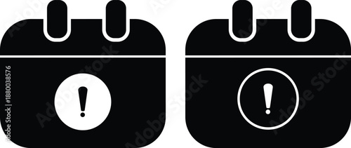 Calendar exclamation icon. Deadline Warning Icons. Premium Scheduling Symbols. Calendar exclamation graphic design. Urgent notification icons