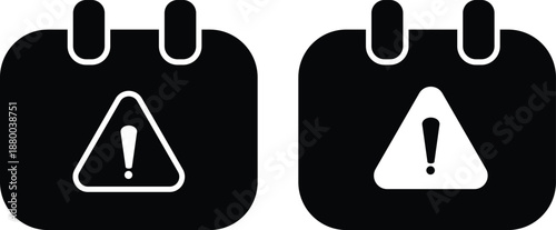 Calendar exclamation icon. Deadline Warning Icons. Premium Scheduling Symbols. Calendar exclamation graphic design. Urgent notification icons