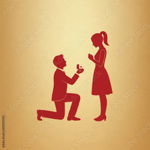 Man proposing to woman on one knee with ring in hand in a romantic gesture