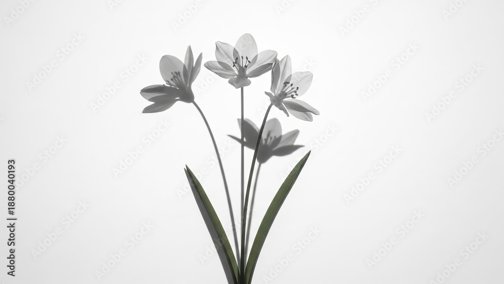Fototapeta premium Delicate white flowers elegantly bloom against a stark, bright background, evoking purity and simplicity.