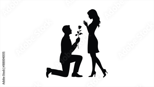 Heartfelt Gesture Romantic Silhouette of a Proposal Scene