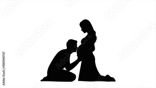 Pregnancy couple silhouette