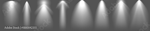 Photos Multiple soft cone spotlights isolated on transparent background, realistic over