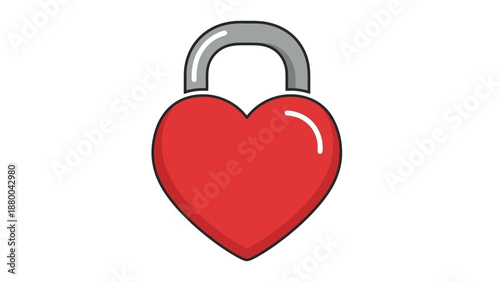 Red Heart Lock Icon - Symbol of Love, Security, Commitment, and Protection