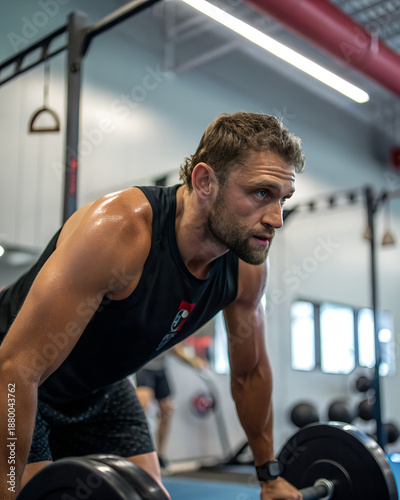 Athletic Man Powerlifting with Focus and Determination.