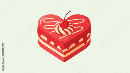 Heart Shaped Cake with Cherry and Cream Frosting - Valentine's Day Dessert