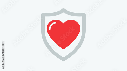 Heart Shield Icon - Health Protection and Safety Symbol