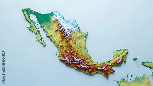 3D Relief Map of Mexico High Resolution Topography