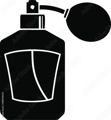 Vintage perfume bottle with atomizer pump, classic fragrance container for beauty and luxury cosmetic products