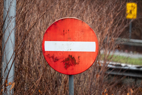 Obraz na płótnie No entry traffic sign at Brussels Ring R0 exit