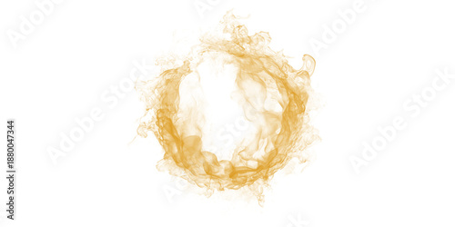 Bild auf Leinwand Abstract golden glowing energy ring vortex on black Dynamic smoke particle ether