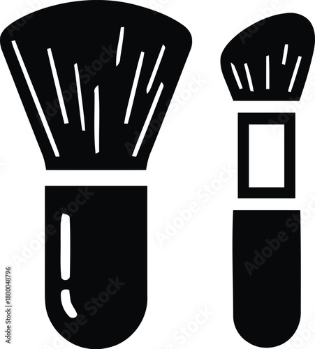 Black silhouette makeup brushes set isolated on transparent background graphic design element object for cosmetics beauty