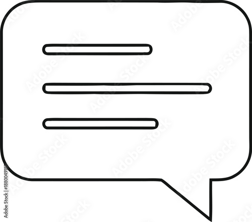 Square speech bubble icon with text lines representing chat message content or blog post isolated on transparent background