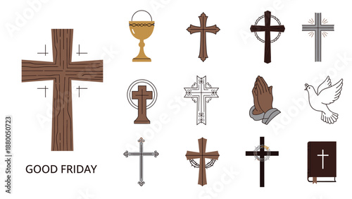 Various Christian Symbols and Related to Good Friday cross crucifix
