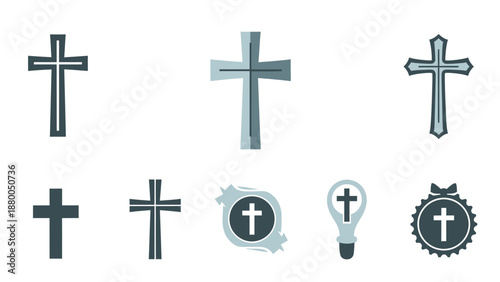 Various Styles of Cross Symbols in Different and Colors religious dark blue