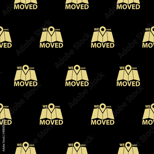 We have moved icon seamless pattern isolated on black background