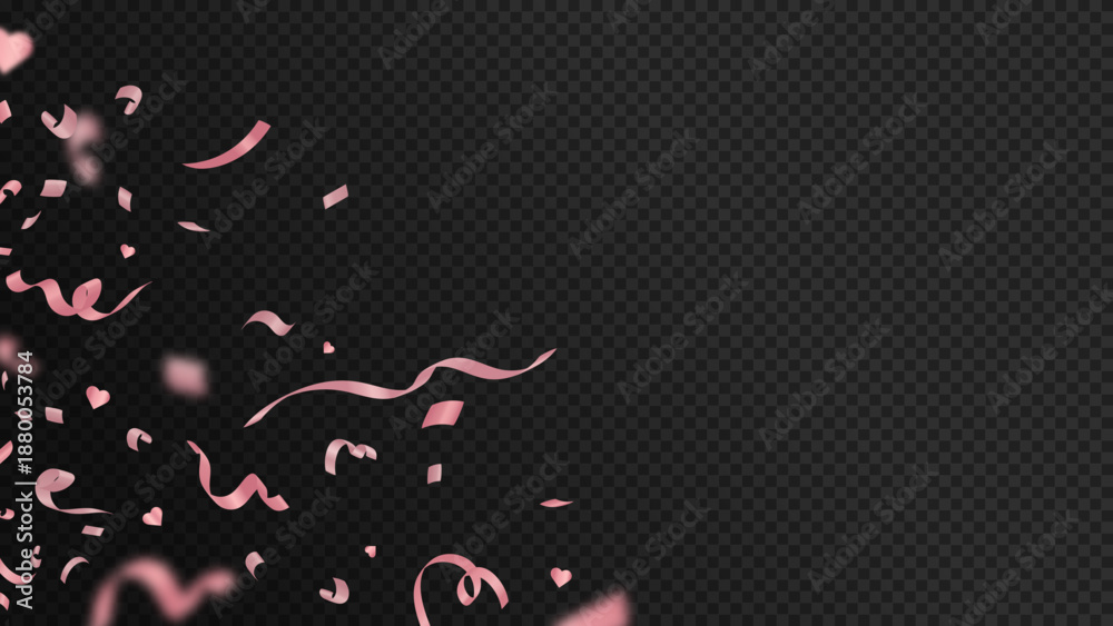 Fototapeta premium Elegant pink falling confetti with motion blur effect for anniversary or birthday party.