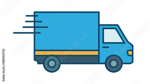 blue truck driving fast with motion lines behind vehicle