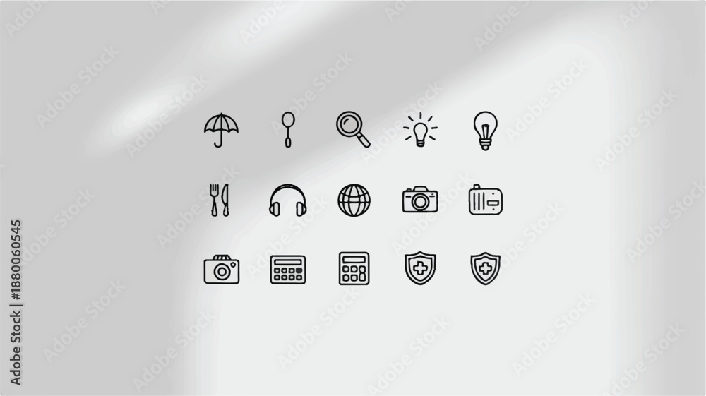 Fototapeta premium Collection of various modern line icons on gray background