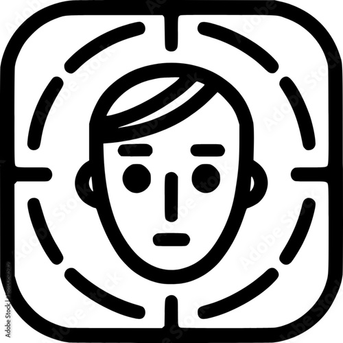 Face Recognition Illustration: The illustration provides a modern take on facial recognition. the essence of identity, data, and security and digital innovation.