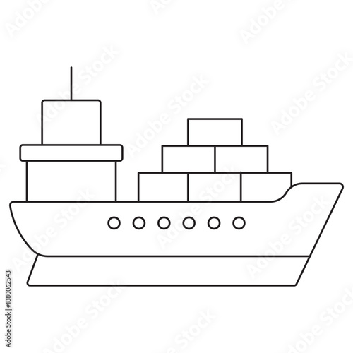Cargo Ship Icon, Global Freight Carrier, Ocean Trade Vessel, Maritime Transport Giant, vector