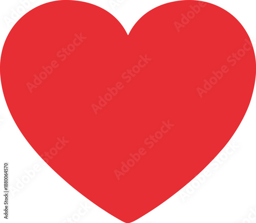 Red heart graphic illustration on a simple background viewed from the front in a symbolic representation of love and emotions