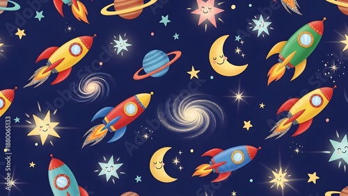 seamless pattern of space