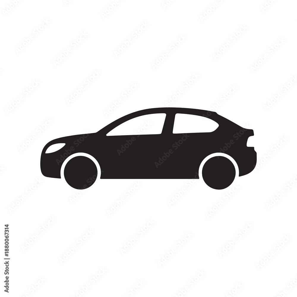 Fototapeta premium Car Silhouette Vector Icon Isolated on White Background
