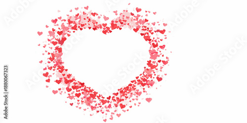 heart shape made of small pink hearts on white background