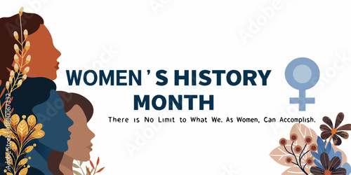 women s history month celebration with silhouette and floral elements