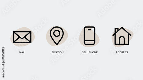 icons for mail location cell phone and address