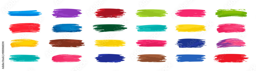 Obraz premium Colorful Paint Brush Stroke Vector Set, Abstract Artistic Paint Textures, Isolated Colorful Brush Strokes on Transparent Background