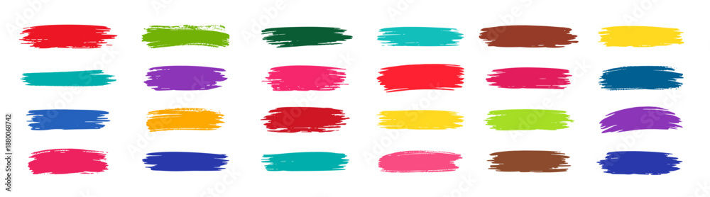 Obraz premium Colorful Abstract Paint Brush Strokes Vector Illustration, Artistic Vibrant Paint Textures and Splash Elements on Transparent Background