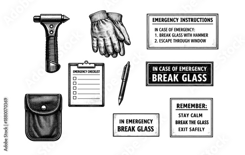 Emergency escape tools and instructions for safety preparedness