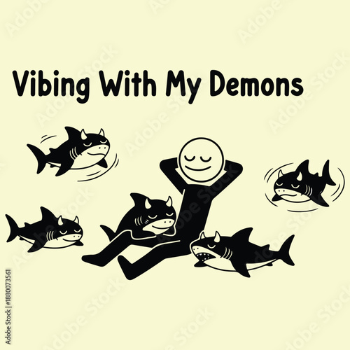 Minimalist Humor T-Shirt Design - Stick Figure Character with Funny Slogan Vector Graphics