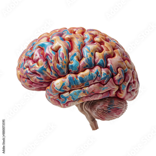 Brain Anatomy Model Displayed on a White Background Showing Detailed Structur...