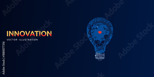 A conceptual image depicting innovation with a glowing lightbulb and text