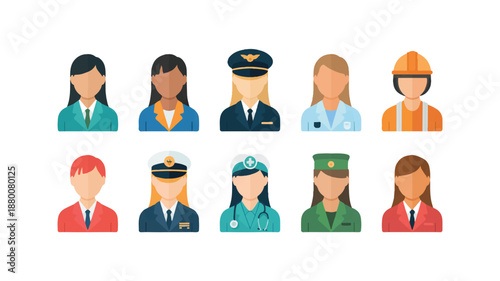 various people in different professions and uniforms  icons