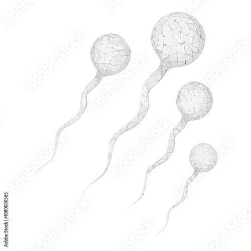 Illustration of human sperm cells with cracked or fractured surface textures